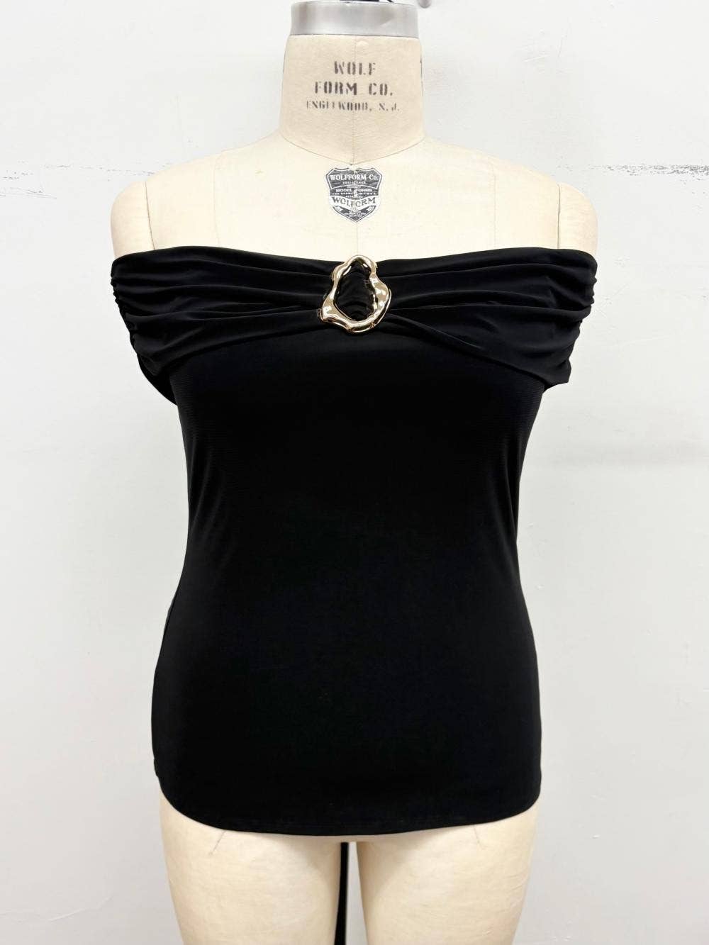 Plus Size Off-Shoulder ITY Top with Metal Accent 3