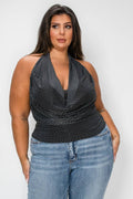 Mesh Polka Dot Print HalterTop