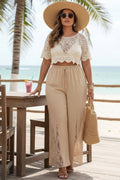Plus Lace Panel Wide-Leg Pants 3