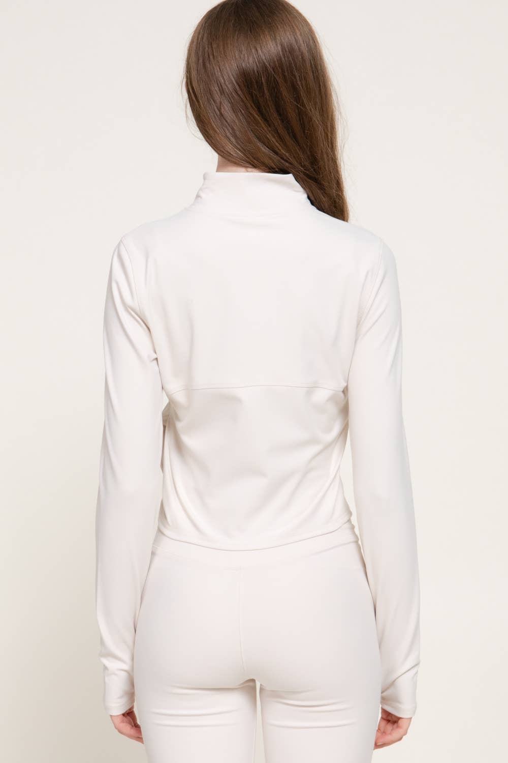 Long Sleeve Mock Neck Corset Workout Jacket with Thumb Holes